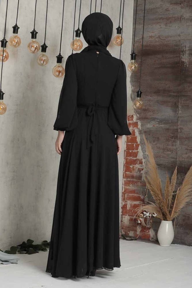 Neva Style - Plus Size Black Hijab Engagement Dress 5470S - 2