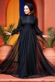 Neva Style - Plus Size Black Islamic Wedding Gown 5478S - Thumbnail