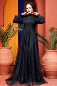 Neva Style - Plus Size Black Islamic Wedding Gown 5478S - Thumbnail