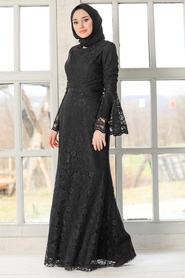 Black Hijab Evening Dress 5487S - Thumbnail
