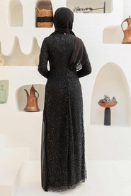 Neva Style - Plus Size Black Hijab Evening Dress 56180S - Thumbnail
