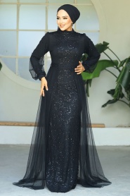 Neva Style - Long Sleeve Black Modest Evening Gown 5632S - Thumbnail