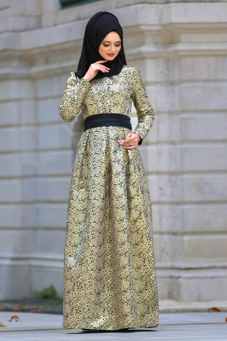 Black Hijab Evening Dress 82452S