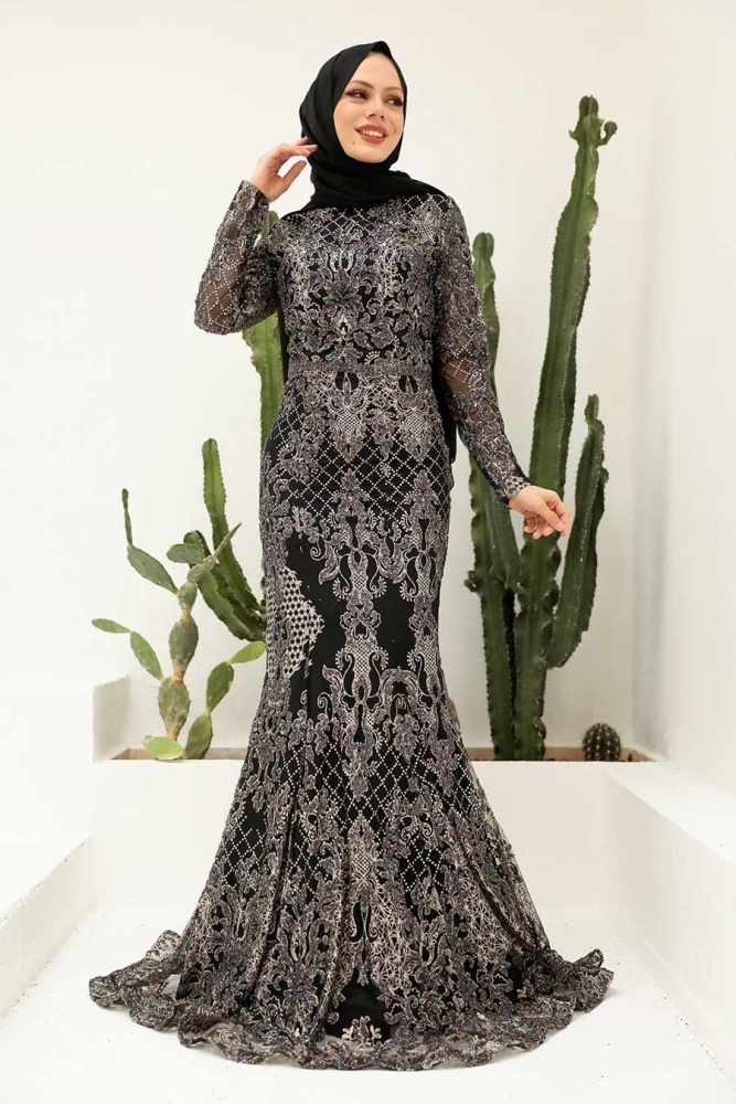Neva Style - Modern Black Muslim Bridesmaid Dress 844S - 1