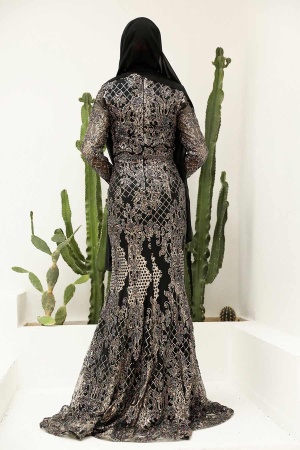 Neva Style - Modern Black Muslim Bridesmaid Dress 844S - 2