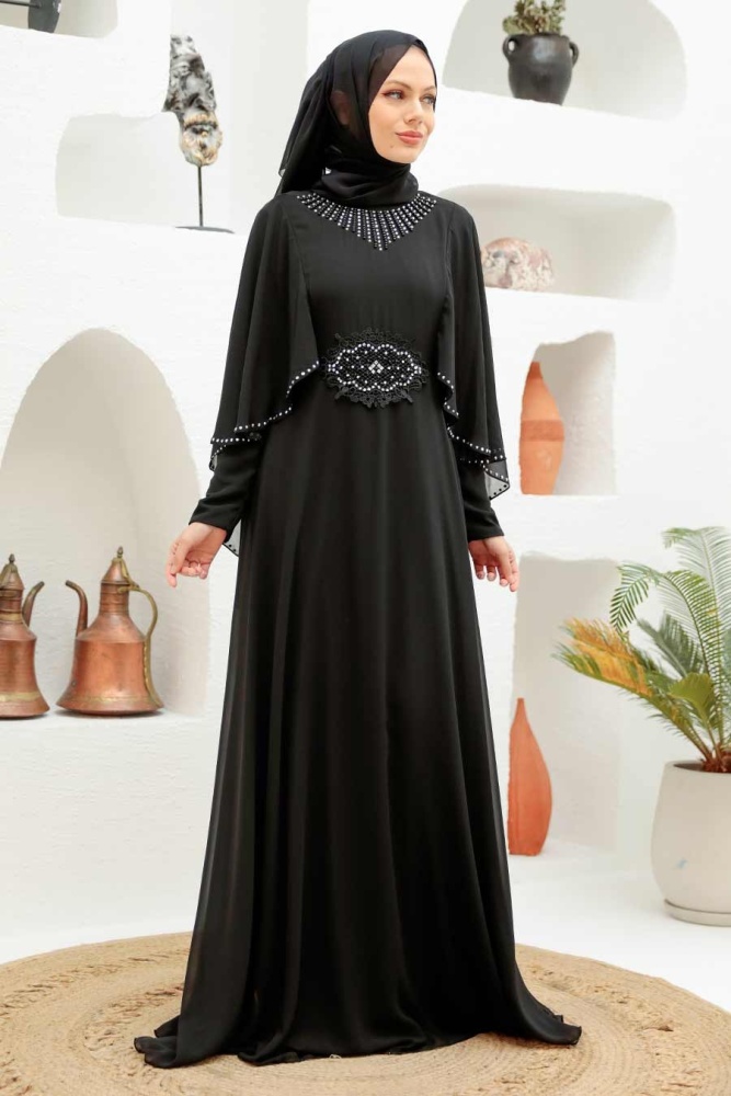 Neva Style -Modern Black Modest Bridesmaid Dress 91501S - 1