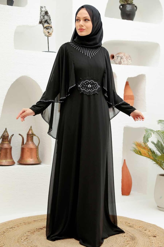 Neva Style -Modern Black Modest Bridesmaid Dress 91501S - 2