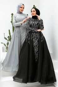 Neva Style - Black Turkish Hijab Evening Dress 950S - Thumbnail
