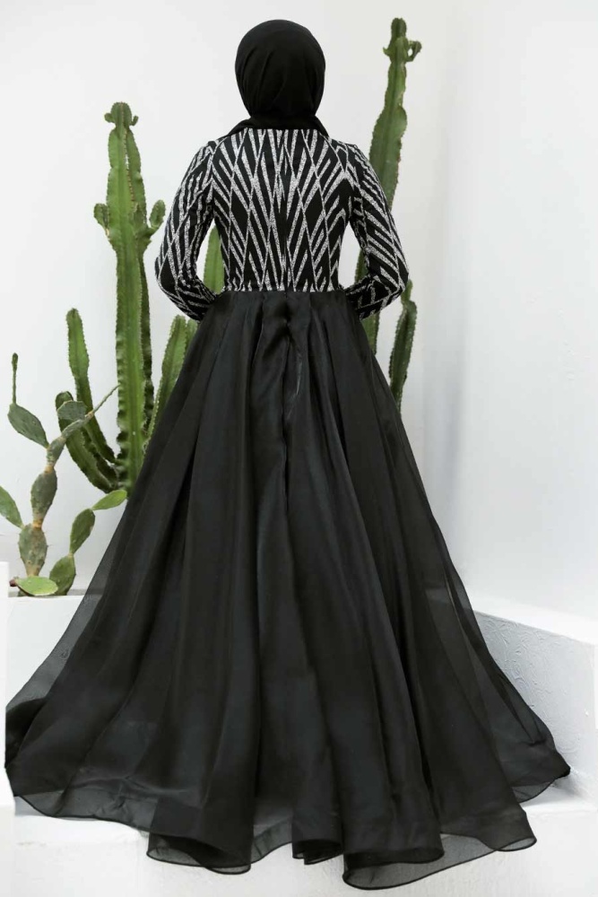 Neva Style - Black Turkish Hijab Evening Dress 950S - 5