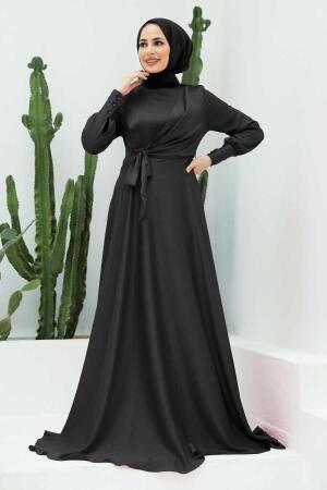 Neva Style - Black Turkish Hijab Evening Gown 1420S - 1