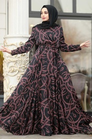 Black Hijab Evening Dress14680S - Thumbnail