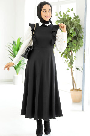 Black Hijab Gilet Dress 582S - 2