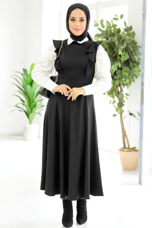 Black Hijab Gilet Dress 582S - 1