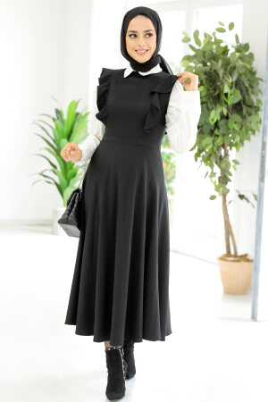 Black Hijab Gilet Dress 582S - 3