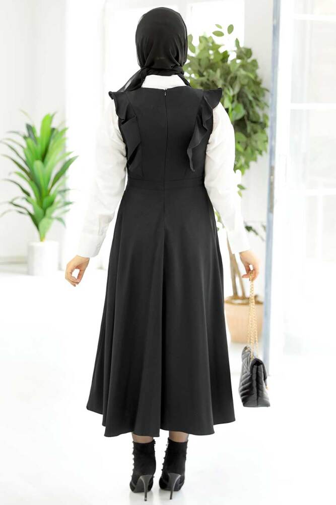 Black Hijab Gilet Dress 582S - 4