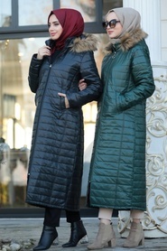 Black Hijab İnflatable Coat 10650S - Thumbnail
