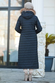 Black Hijab İnflatable Coat 20131S - Thumbnail
