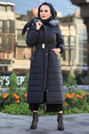 Black Hijab İnflatable Coat 9058S - 1