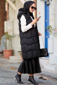 Black Hijab İnflatable Vest 1367S - Thumbnail