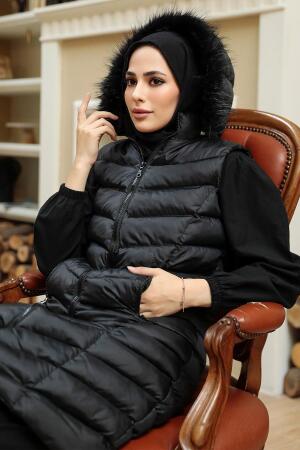 Black Hijab İnflatable Vest 1896S - Thumbnail