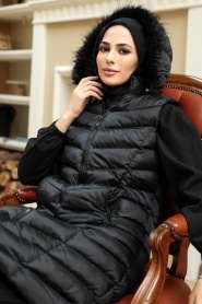 Black Hijab İnflatable Vest 1896S - Thumbnail