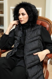 Black Hijab İnflatable Vest 1897S - Thumbnail