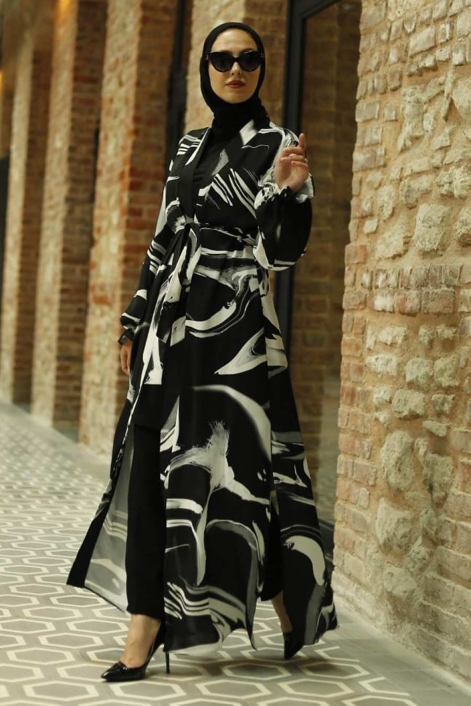 Black Hijab Kimono 33281S - 1