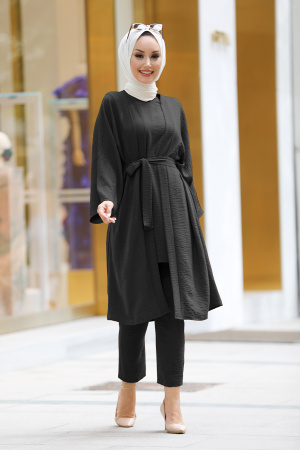 Black Hijab Kimono 40930S - 1