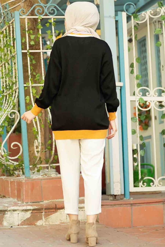 Black Hijab Knitwear Cardigan 2474S - 3