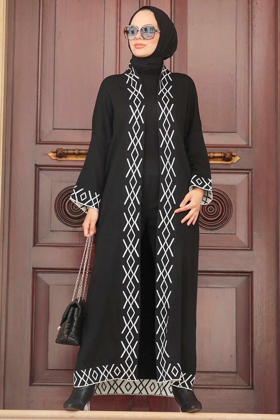 Black Hijab Knitwear Cardigan 3063S
