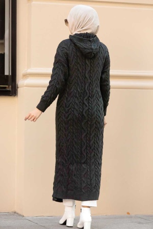 Black Hijab Knitwear Cardigan 5373S - 2