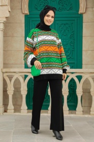 Black Hijab Knitwear Double Suit 4063Y - Thumbnail