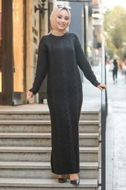 Black Hijab Knitwear Dress 5083S - Thumbnail