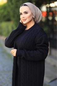 Black Hijab Knitwear Suit 15020S - Thumbnail