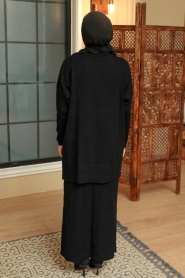 Black Hijab Knitwear Suit Dress 34021S - Thumbnail