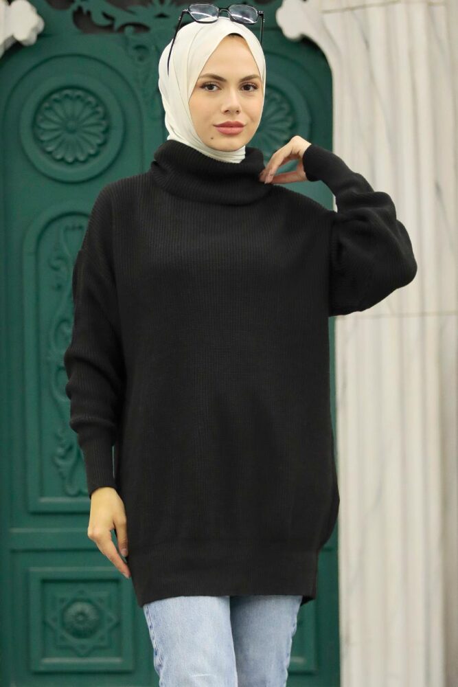 Black Hijab Knitwear Sweater 40510S - 1