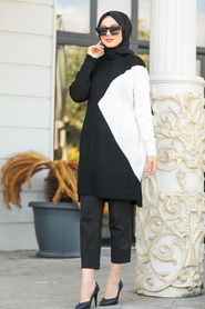 Black Hijab Knitwear Tunic 2274S - Thumbnail