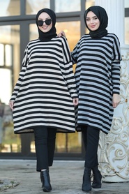Black Hijab Knitwear Tunic 3203S - Thumbnail