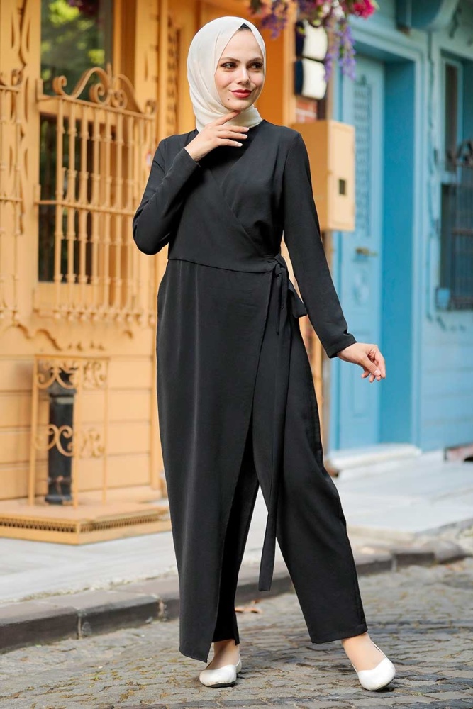 Black Hijab Overalls 91080S - 1