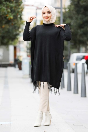 Black Hijab Poncho 10100S - 1