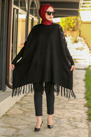Black Hijab Poncho 2305S - Thumbnail
