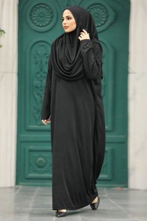 Black Hijab Prayer Dress 18301S - 1