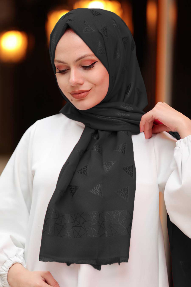 Black Hijab Shawl 45910S - 1