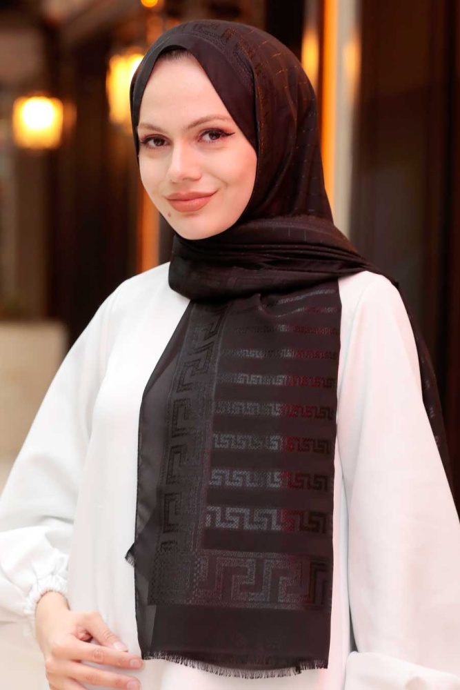 Black Hijab Shawl 45912S - 1