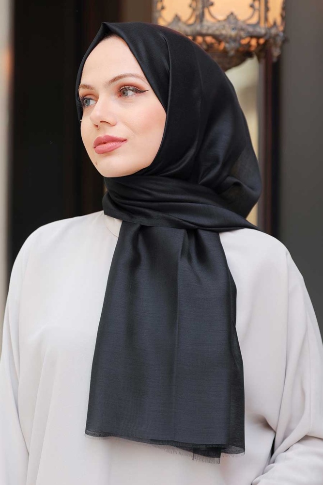 Black Hijab Shawl 48410S - 1