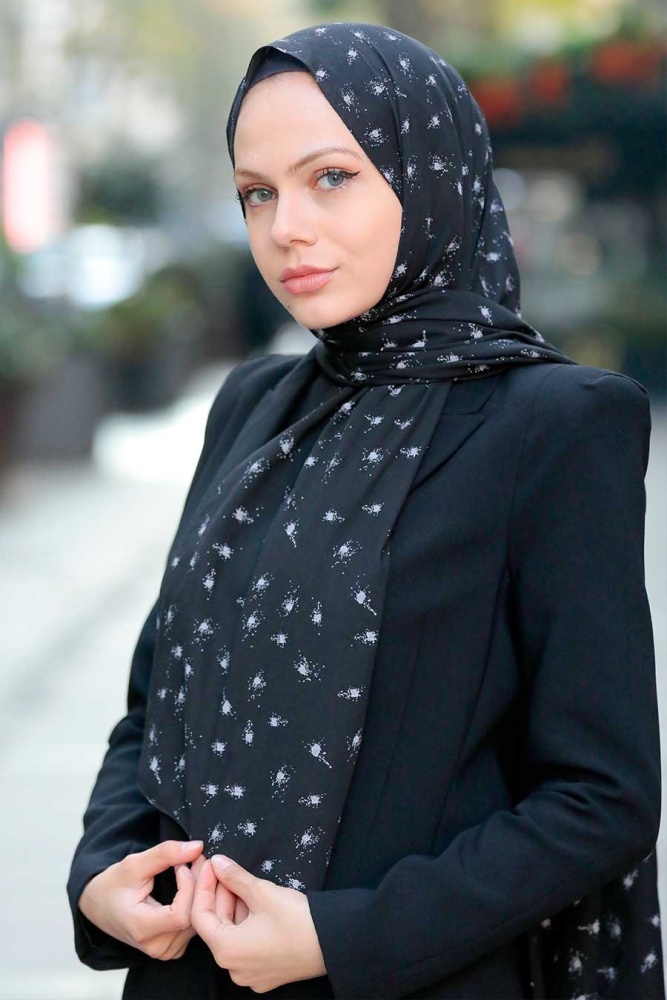 Black Hijab Shawl 5096S - 1