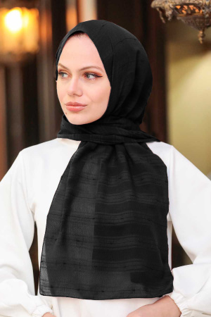Black Hijab Shawl 5305S - 1