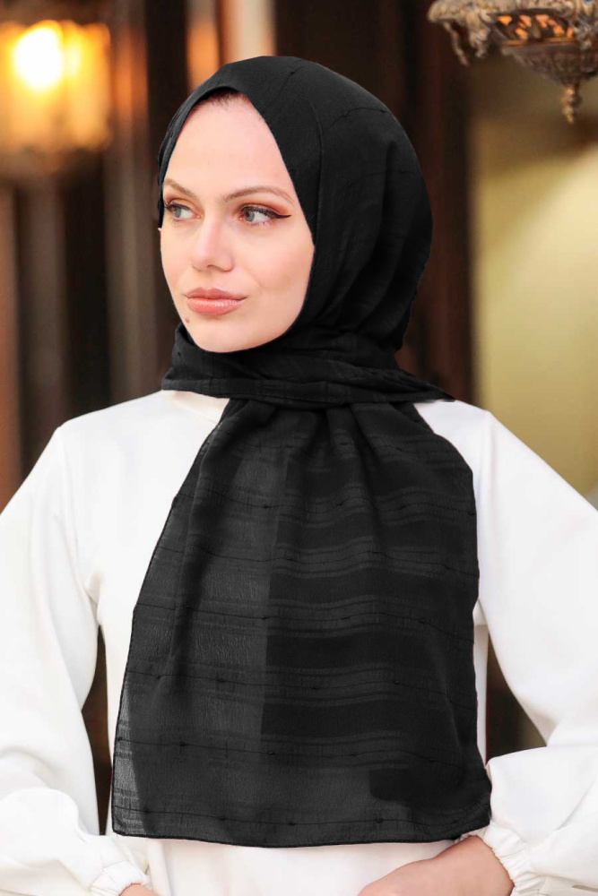 Black Hijab Shawl 5305S - 1