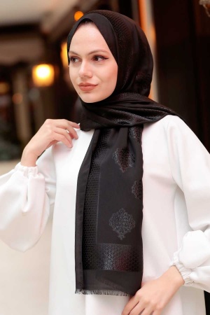 Black Hijab Shawl 7531S - 1