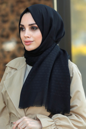 Black Hijab Shawl 7533S - 1